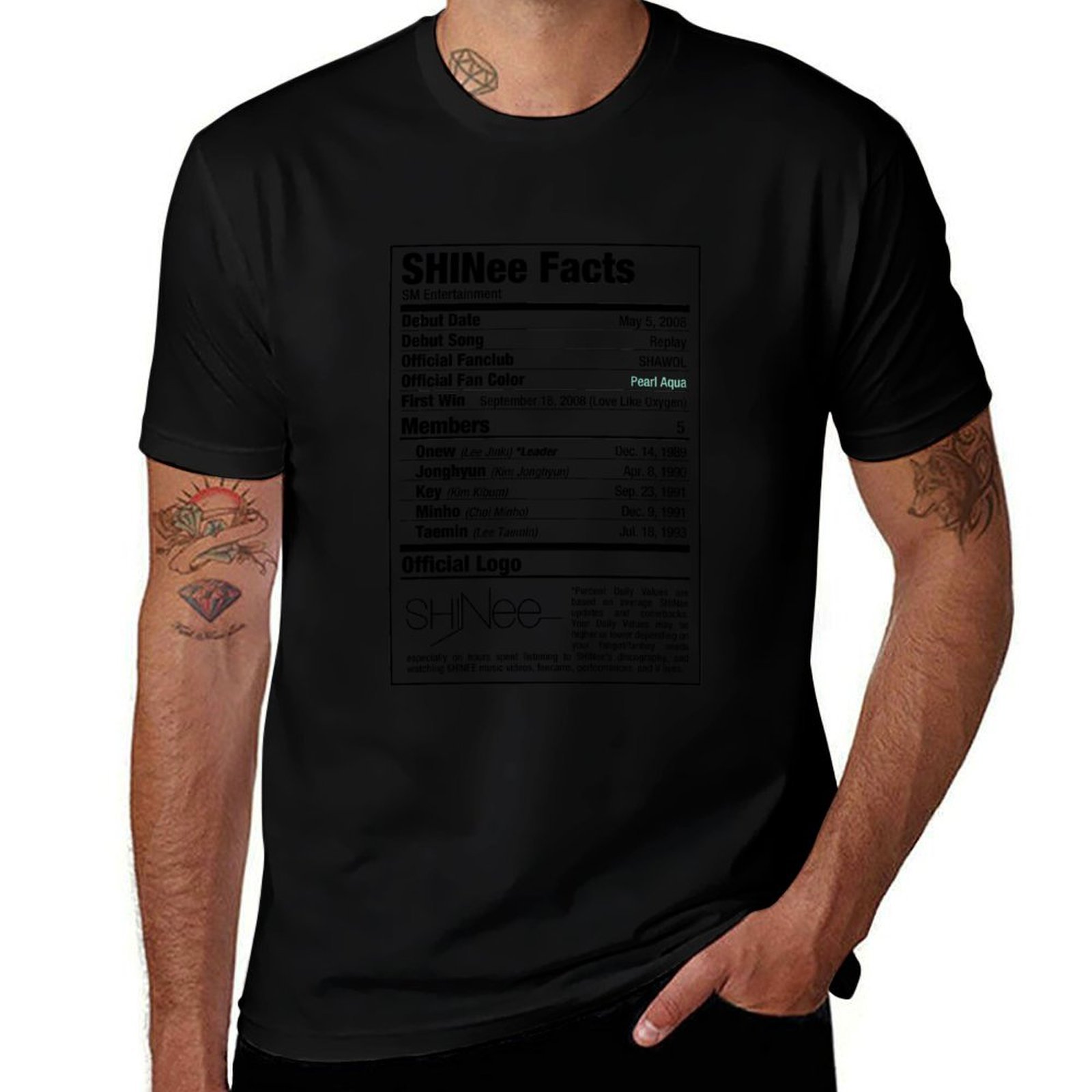 Nutrition For Fitness Training - Camiseta SHINee Kpop Nutritional Facts para