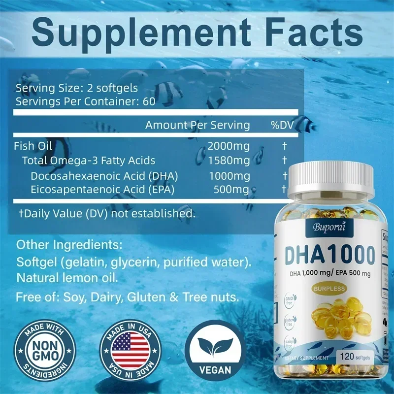 Suplementos DHA de óleo de pei - Omega 3 Fish Oil avaliação e preço